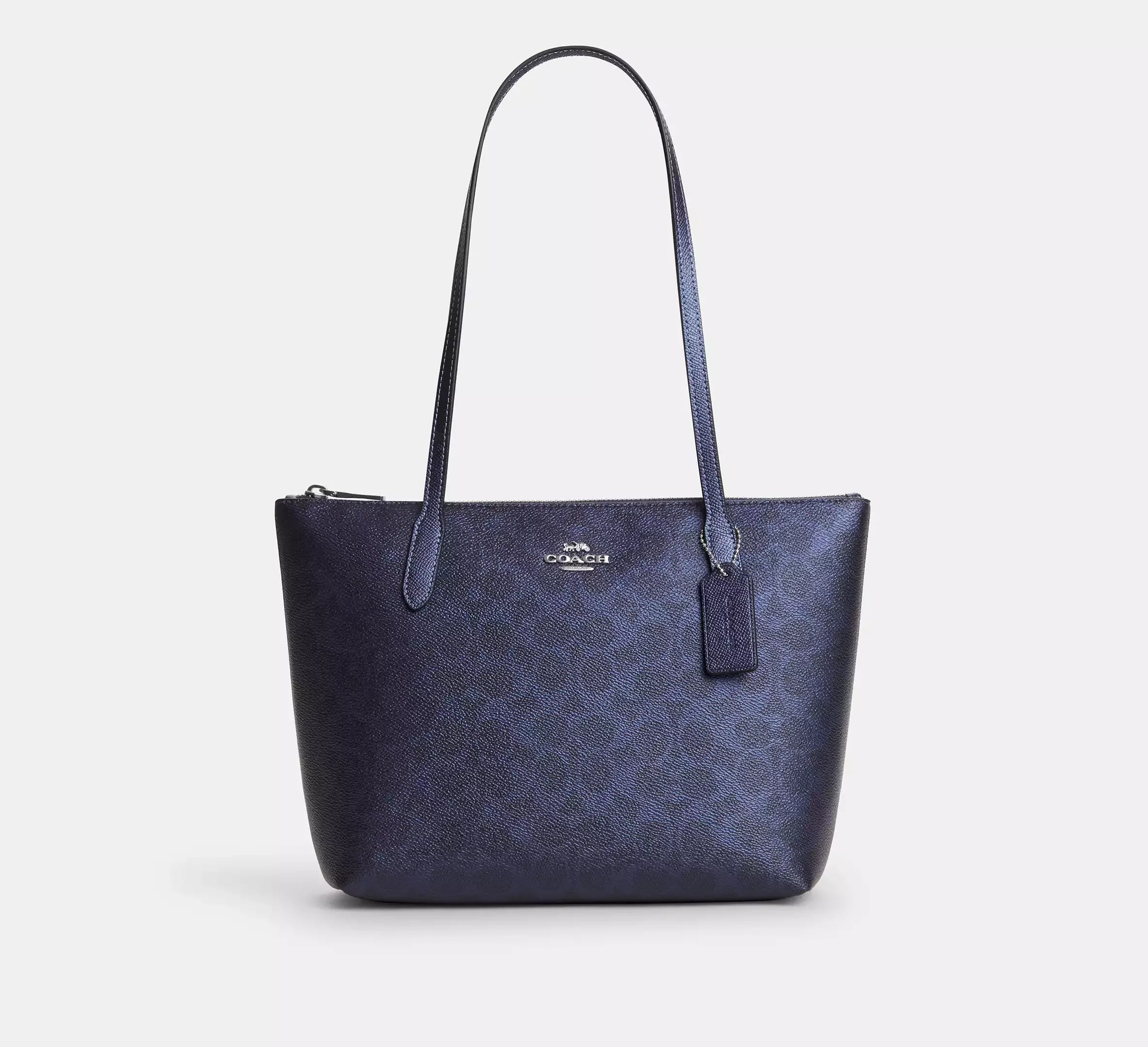 Coach Fiona Zip Tote Bag In Signature - Sv/Blue/Navy - My Suti