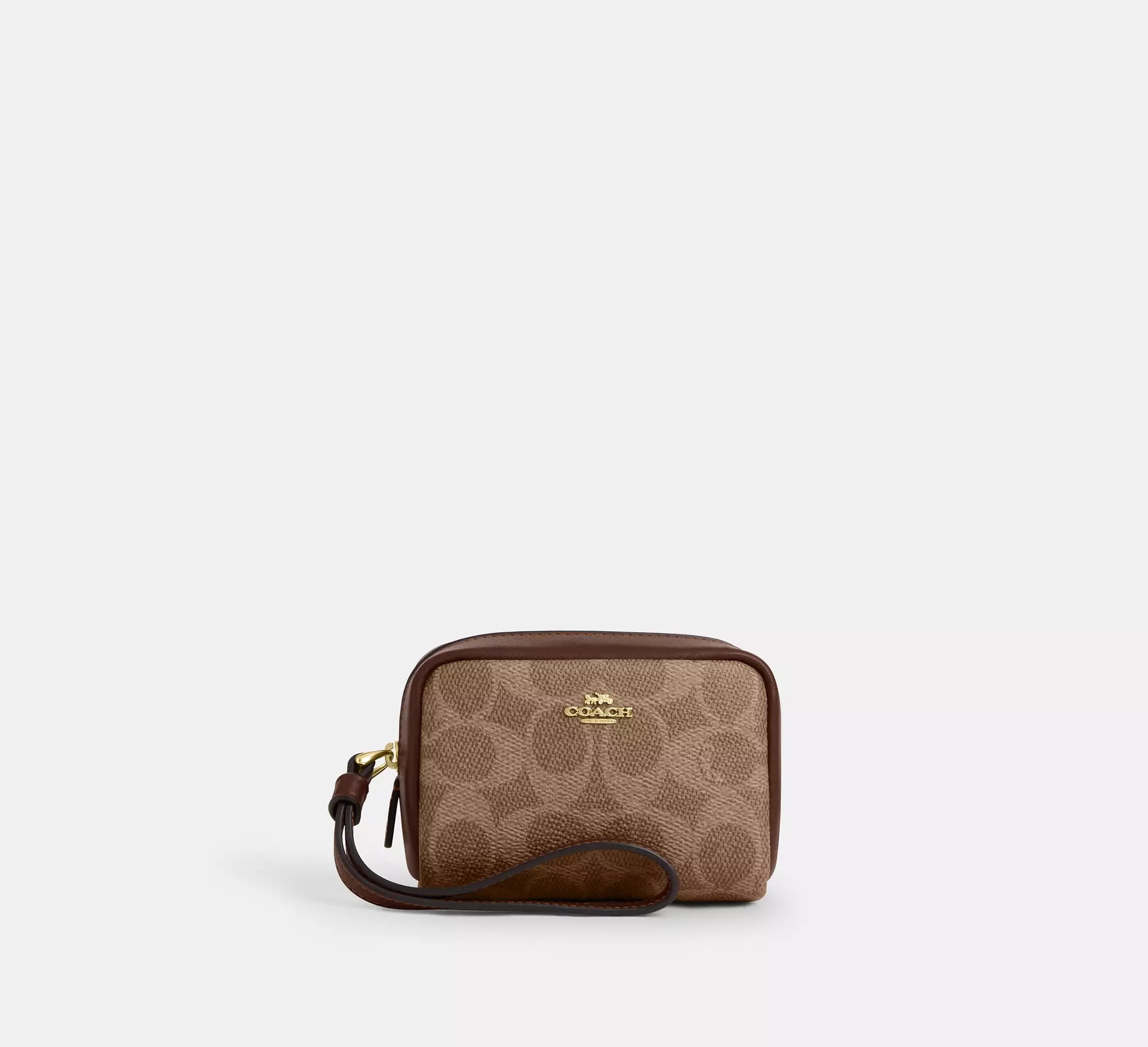 Coach Pouch Wristlet In Signature - Gold/Tan/Brown - My Suti