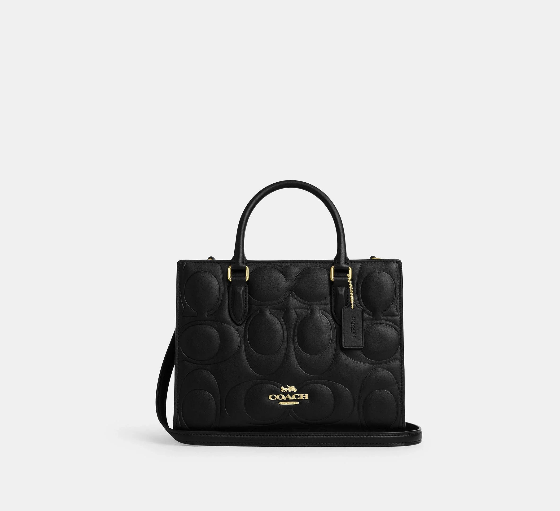 Coach Small Tote Bag In Signature Leather - Gold/Black - My Suti