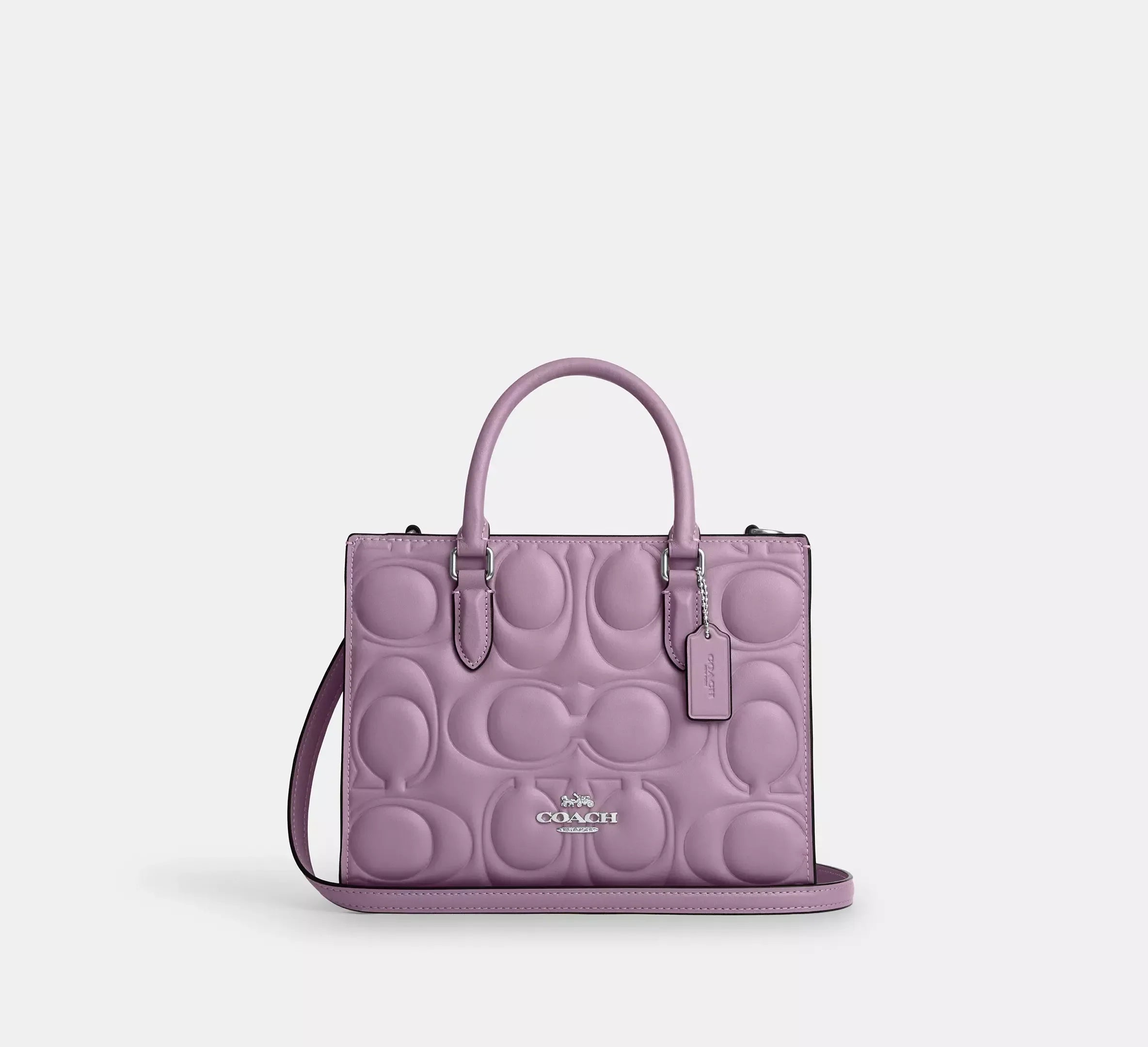 Coach Small Tote Bag In Signature Leather - Silver/Jasmine - My Suti
