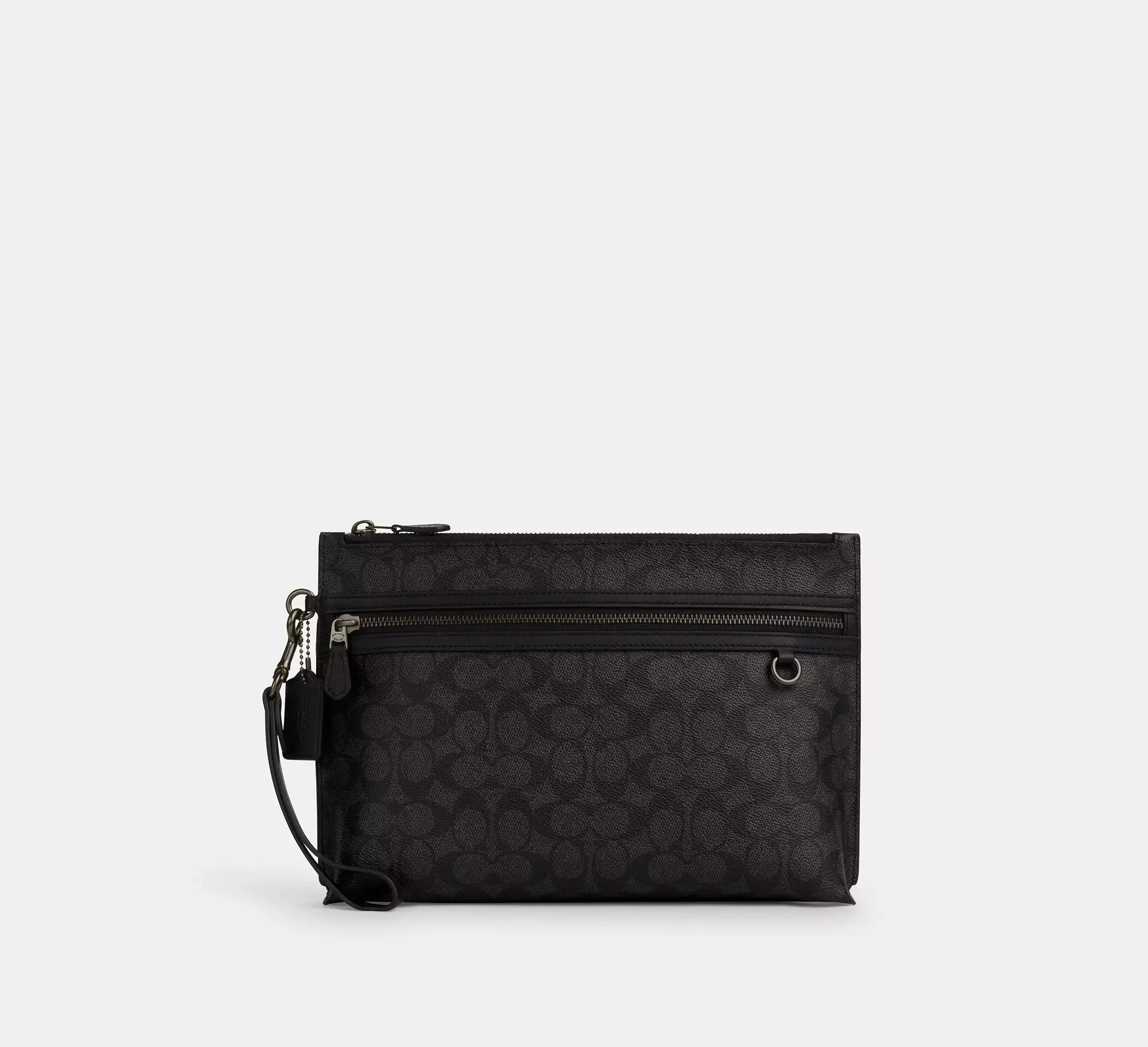 Coach Carry All Pouch In Signature - Gunmetal/Charcoal/Black - My Suti
