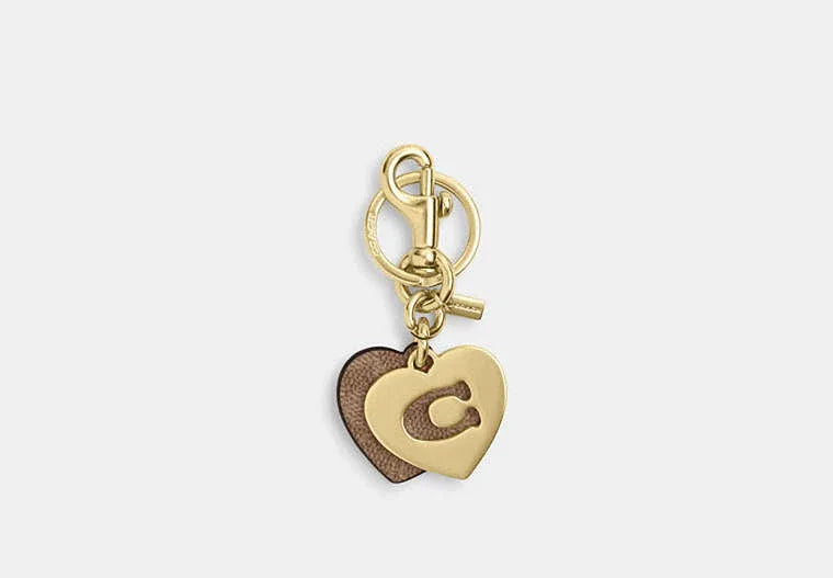 Coach Hearts Key Ring In Signature - Gold/Tan/Brown - My Suti