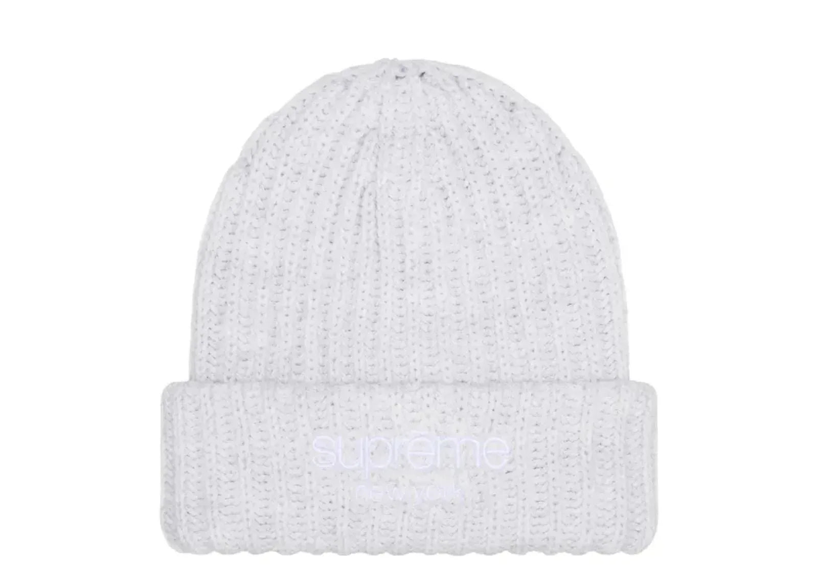 Supreme Chunky Rib Classic Logo Beanie White - My Suti