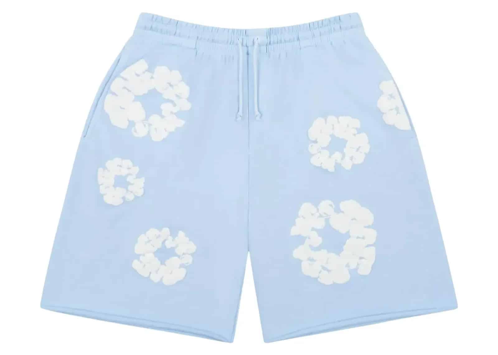 Denim Tears The Cotton Wreath Sweatshorts Powder Blue - My Suti