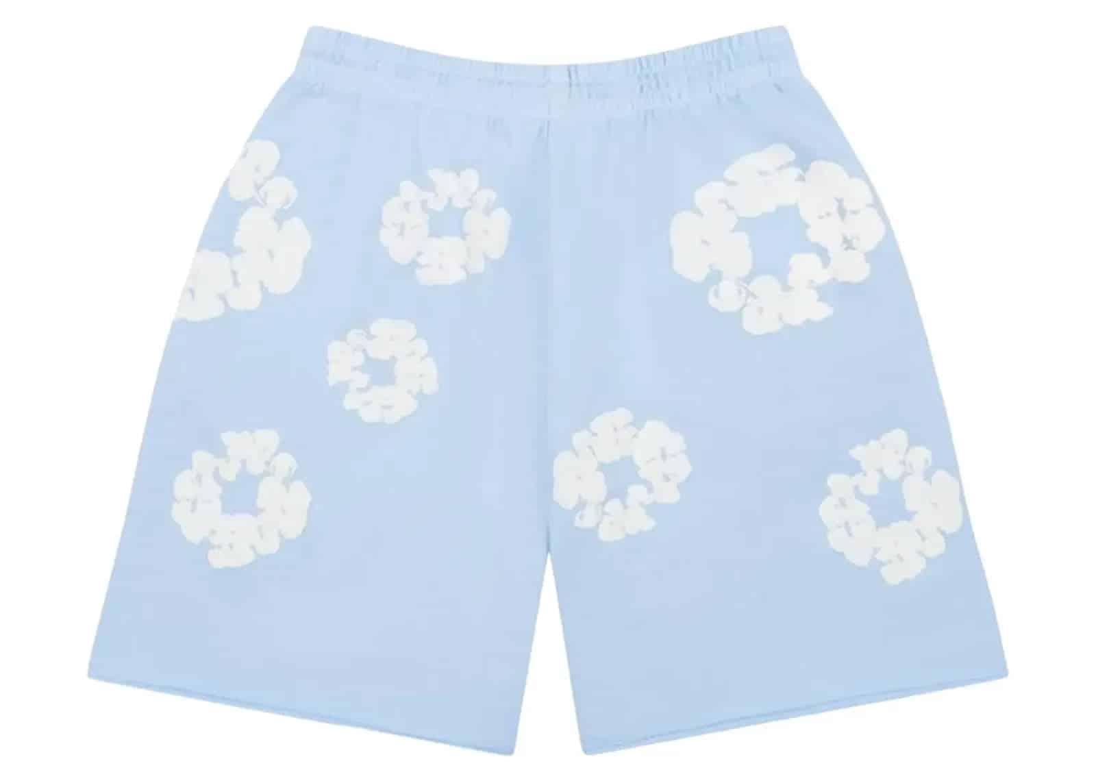 Denim Tears The Cotton Wreath Sweatshorts Powder Blue - My Suti