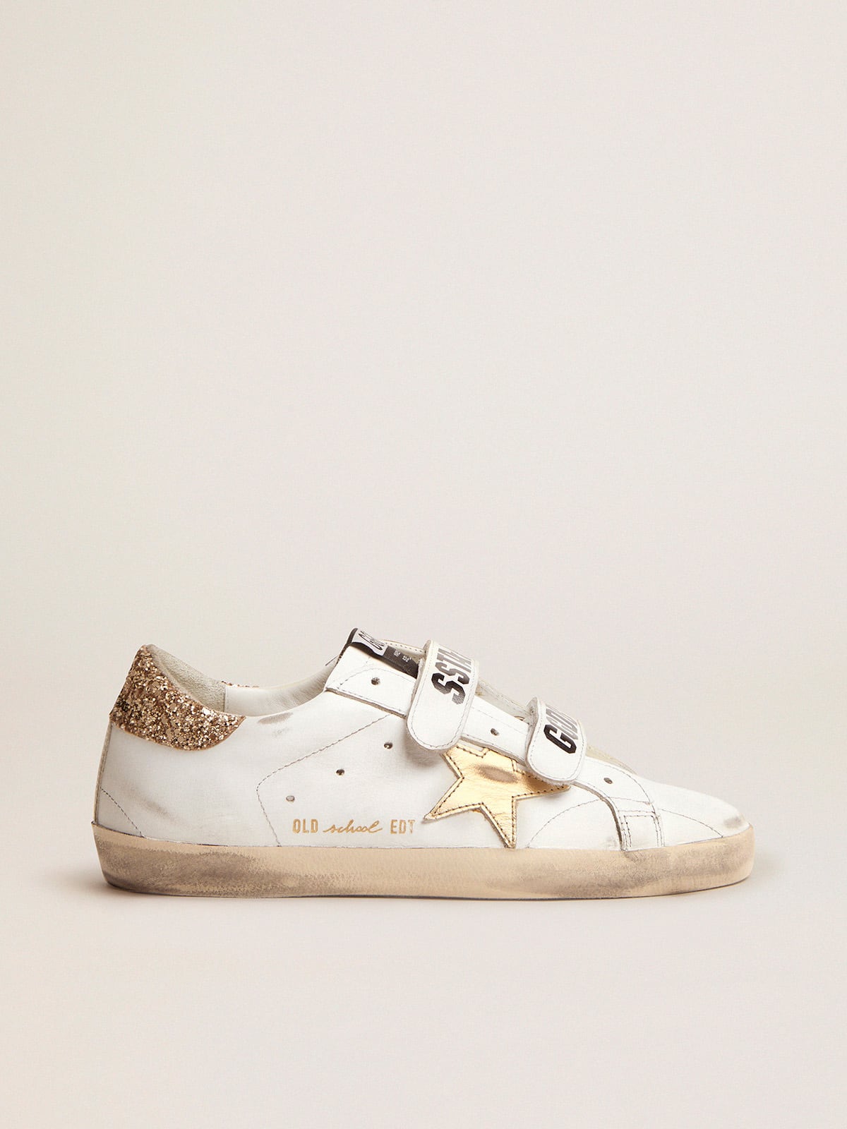 Golden Goose Women's Old School With Gold Star In Laminated Leather - Görsel 1