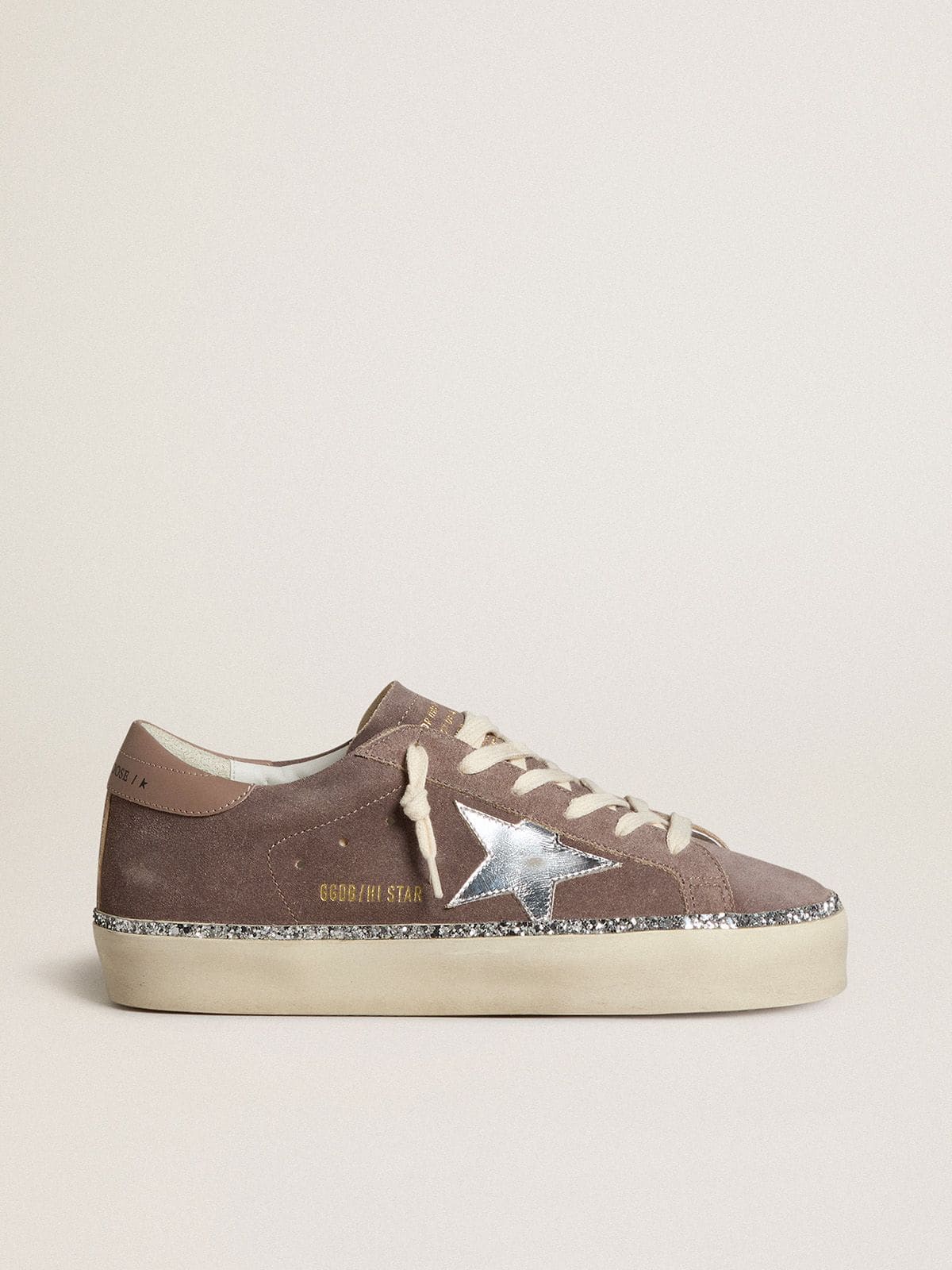 Golden Goose Women's Hi Star In Suede With Silver Leather Star And Leather Heel Tab - Görsel 1