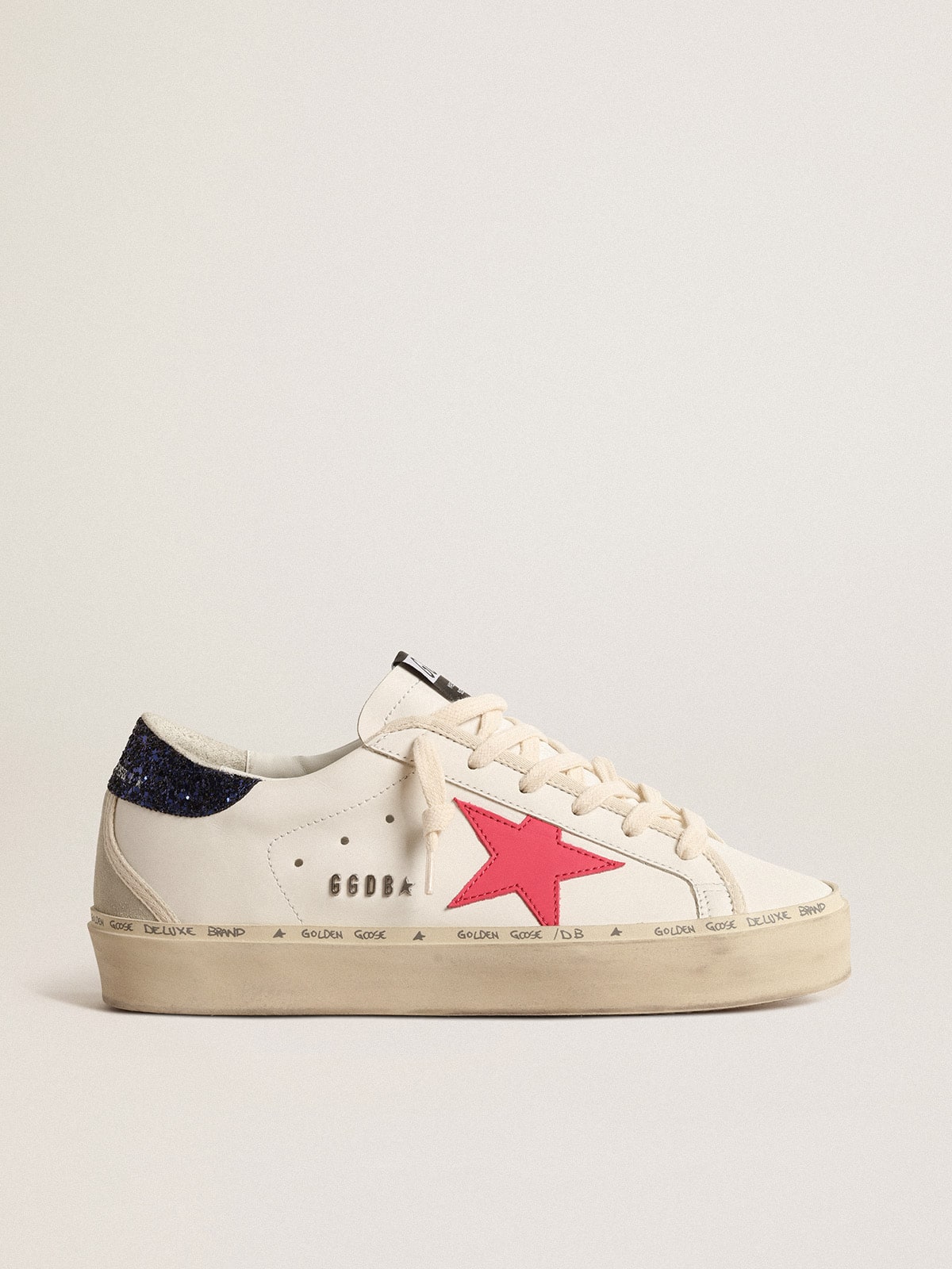 Golden Goose Hi Star With Fuchsia Leather Star And Blue Glitter Heel Tab - Görsel 1