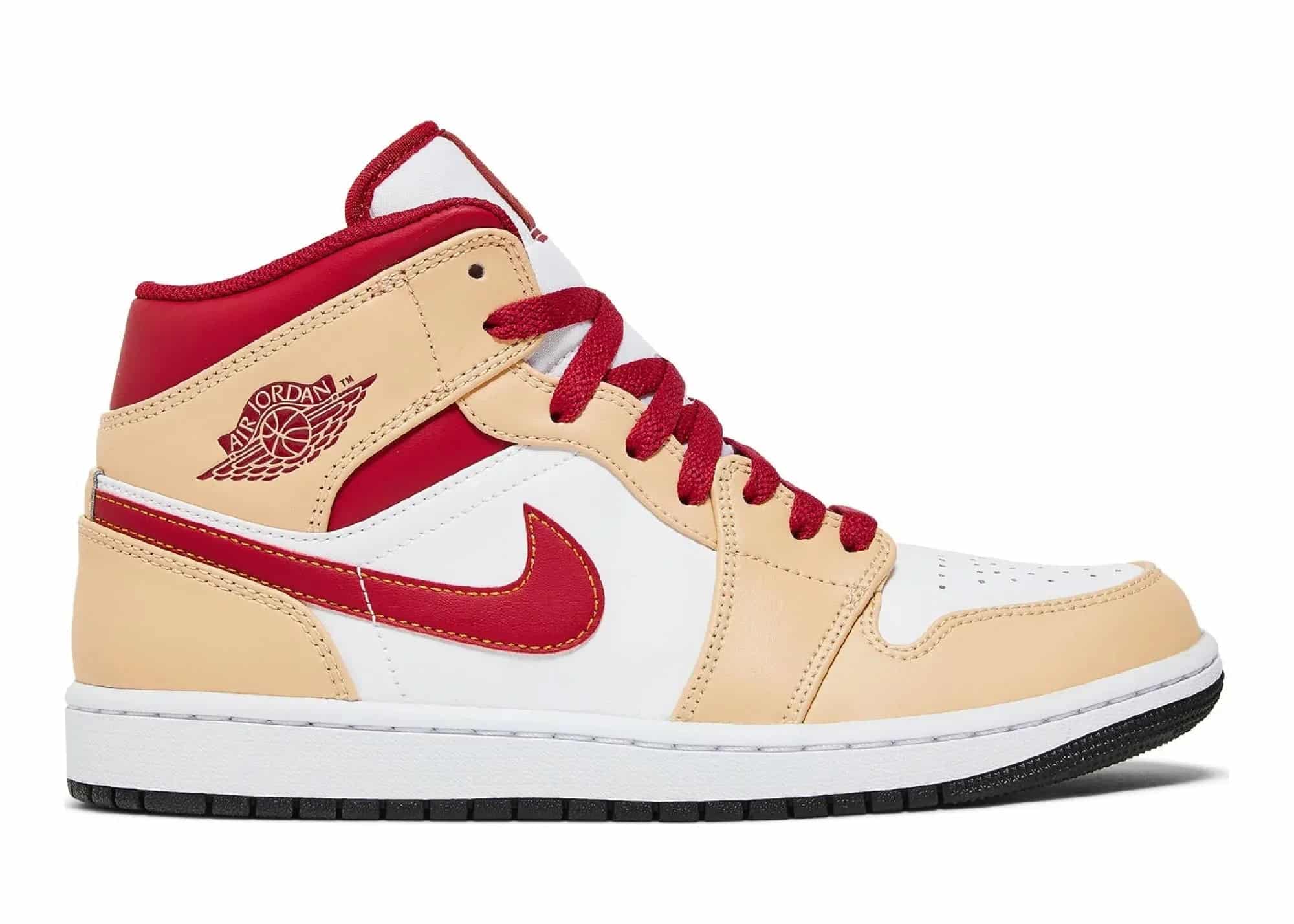 Nike Air Jordan 1 Mid Beige White Red - My Suti