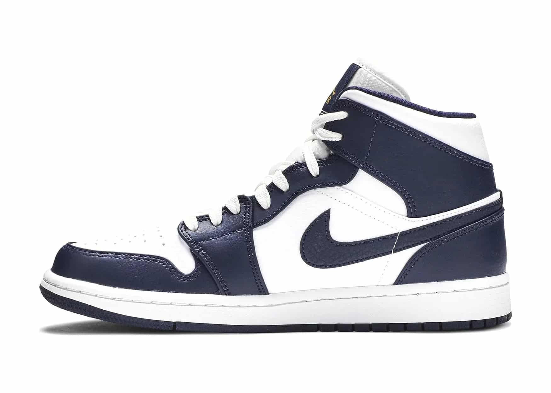 Nike Air Jordan 1 Mid White Metallic Gold Obsidian - My Suti