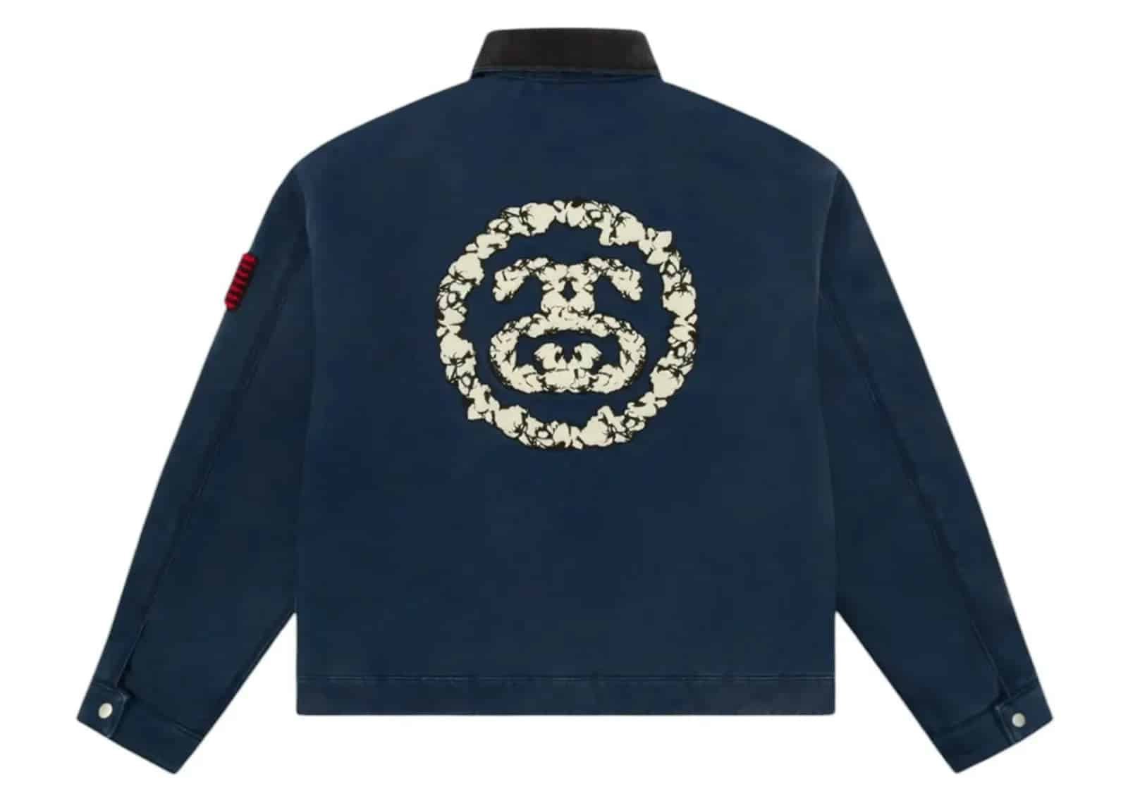 Denim Tears x Stussy Never Renege Canvas Work Jacket Navy Black - My Suti