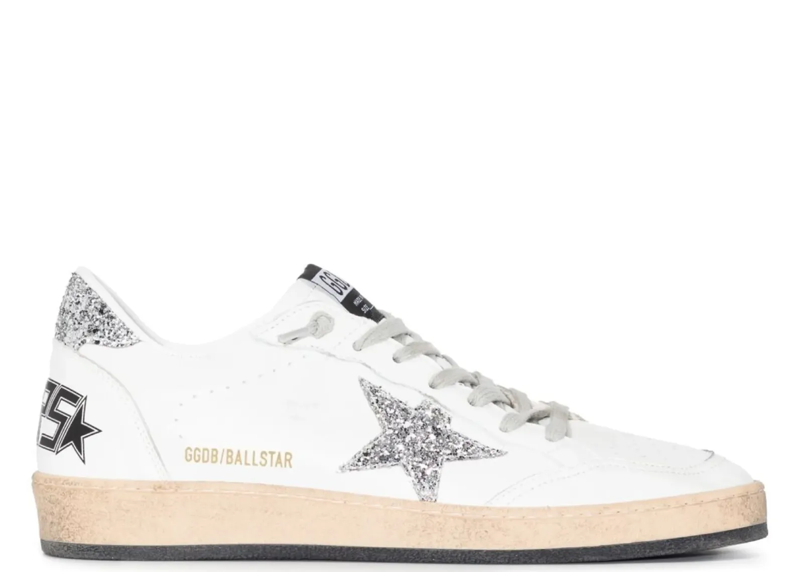 Golden Goose Ball Star beyaz nappa gümüş simli
